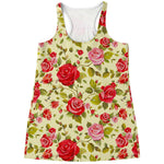 Red Pink Rose Floral Pattern Print Women's Racerback Tank Top
