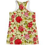 Red Pink Rose Floral Pattern Print Women's Racerback Tank Top