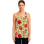 Red Pink Rose Floral Pattern Print Women's Racerback Tank Top
