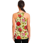 Red Pink Rose Floral Pattern Print Women's Racerback Tank Top