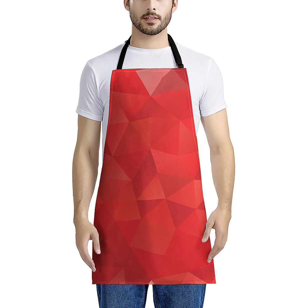 Red Polygonal Geometric Print Apron