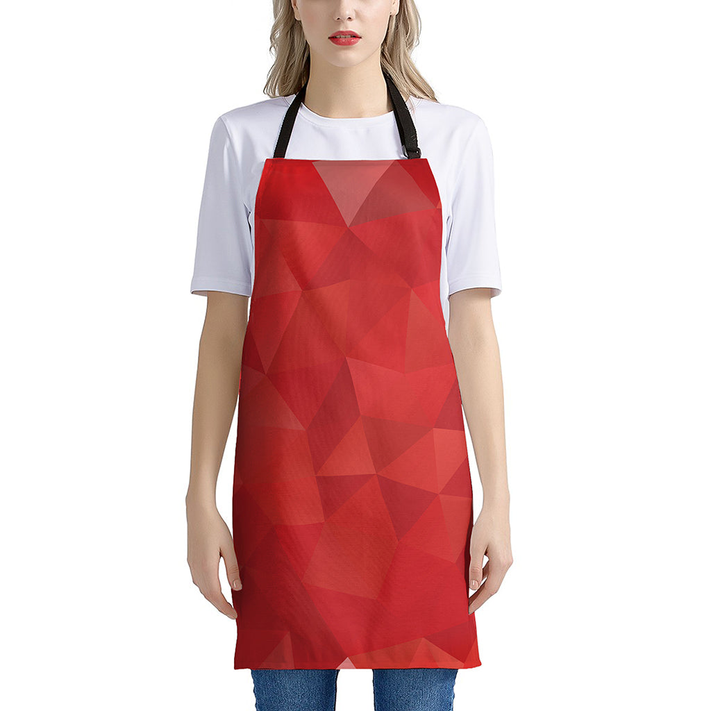 Red Polygonal Geometric Print Apron