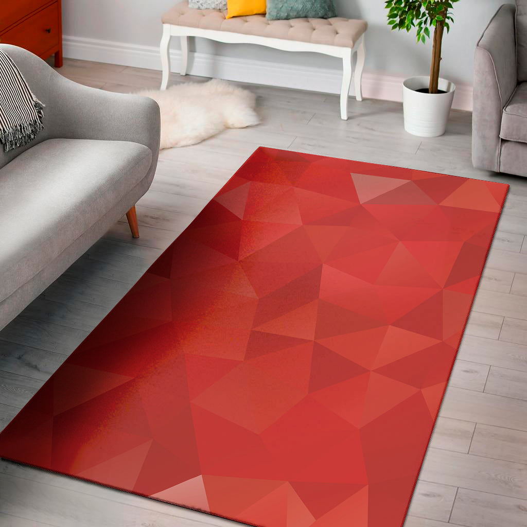 Red Polygonal Geometric Print Area Rug
