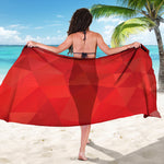 Red Polygonal Geometric Print Beach Sarong Wrap