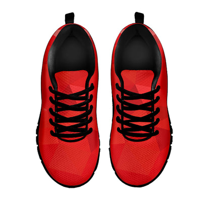 Red Polygonal Geometric Print Black Sneakers