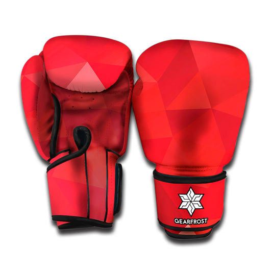Red Polygonal Geometric Print Boxing Gloves