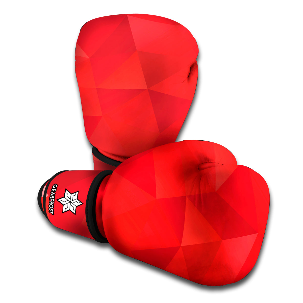 Red Polygonal Geometric Print Boxing Gloves