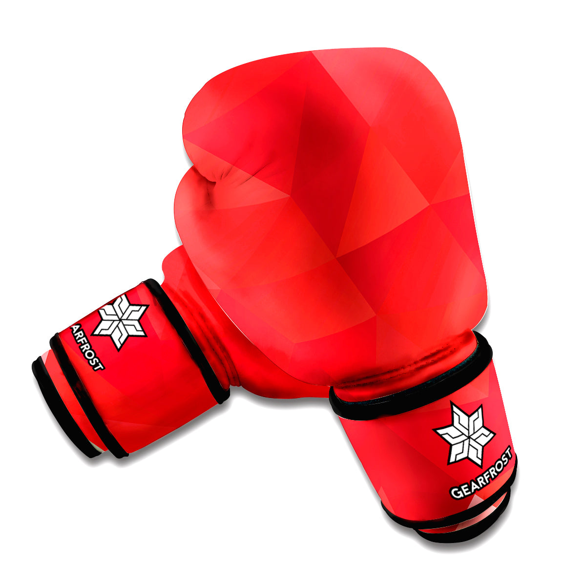 Red Polygonal Geometric Print Boxing Gloves
