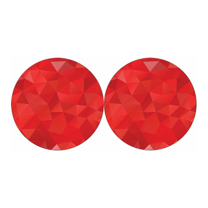 Red Polygonal Geometric Print Car Coasters