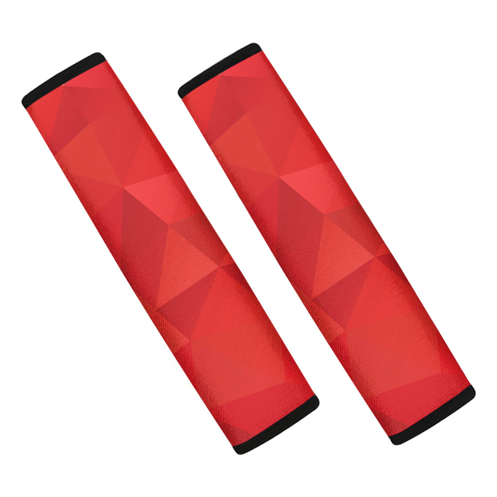 Red Polygonal Geometric Print Car Seat Belt Covers