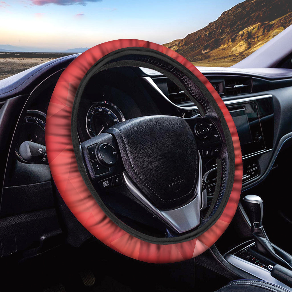 Red Polygonal Geometric Print Car Steering Wheel Cover