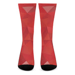 Red Polygonal Geometric Print Crew Socks