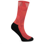 Red Polygonal Geometric Print Crew Socks