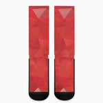 Red Polygonal Geometric Print Crew Socks