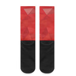 Red Polygonal Geometric Print Crew Socks