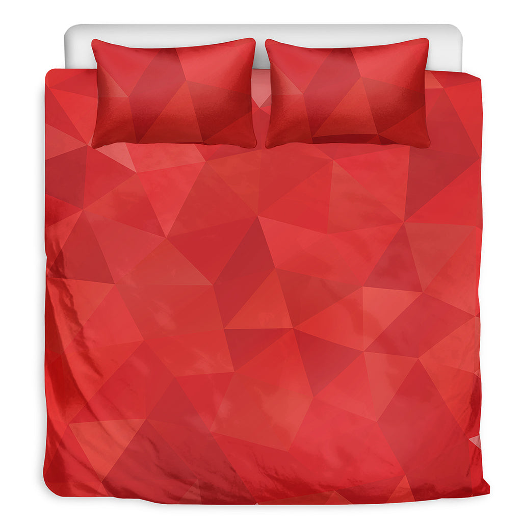 Red Polygonal Geometric Print Duvet Cover Bedding Set