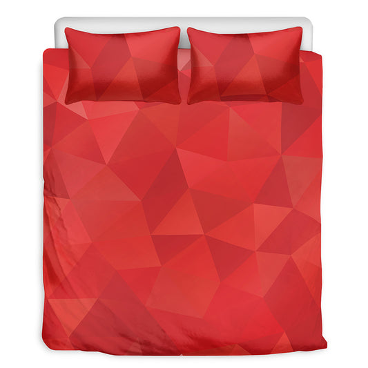 Red Polygonal Geometric Print Duvet Cover Bedding Set