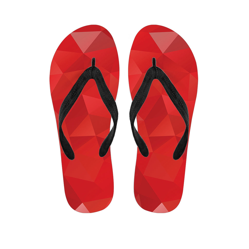 Red Polygonal Geometric Print Flip Flops