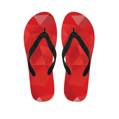 Red Polygonal Geometric Print Flip Flops