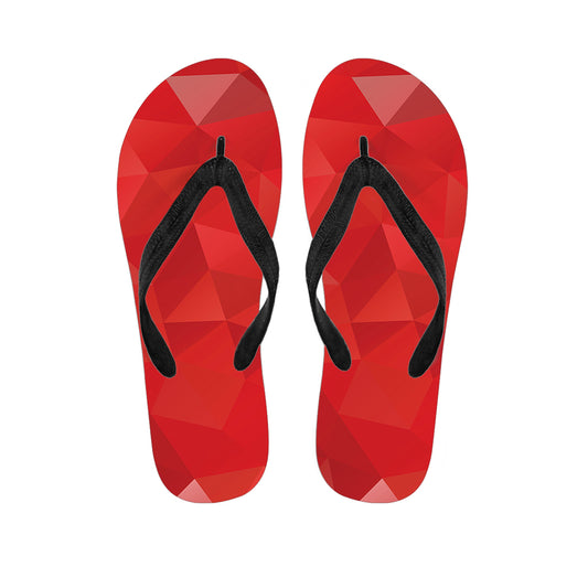 Red Polygonal Geometric Print Flip Flops