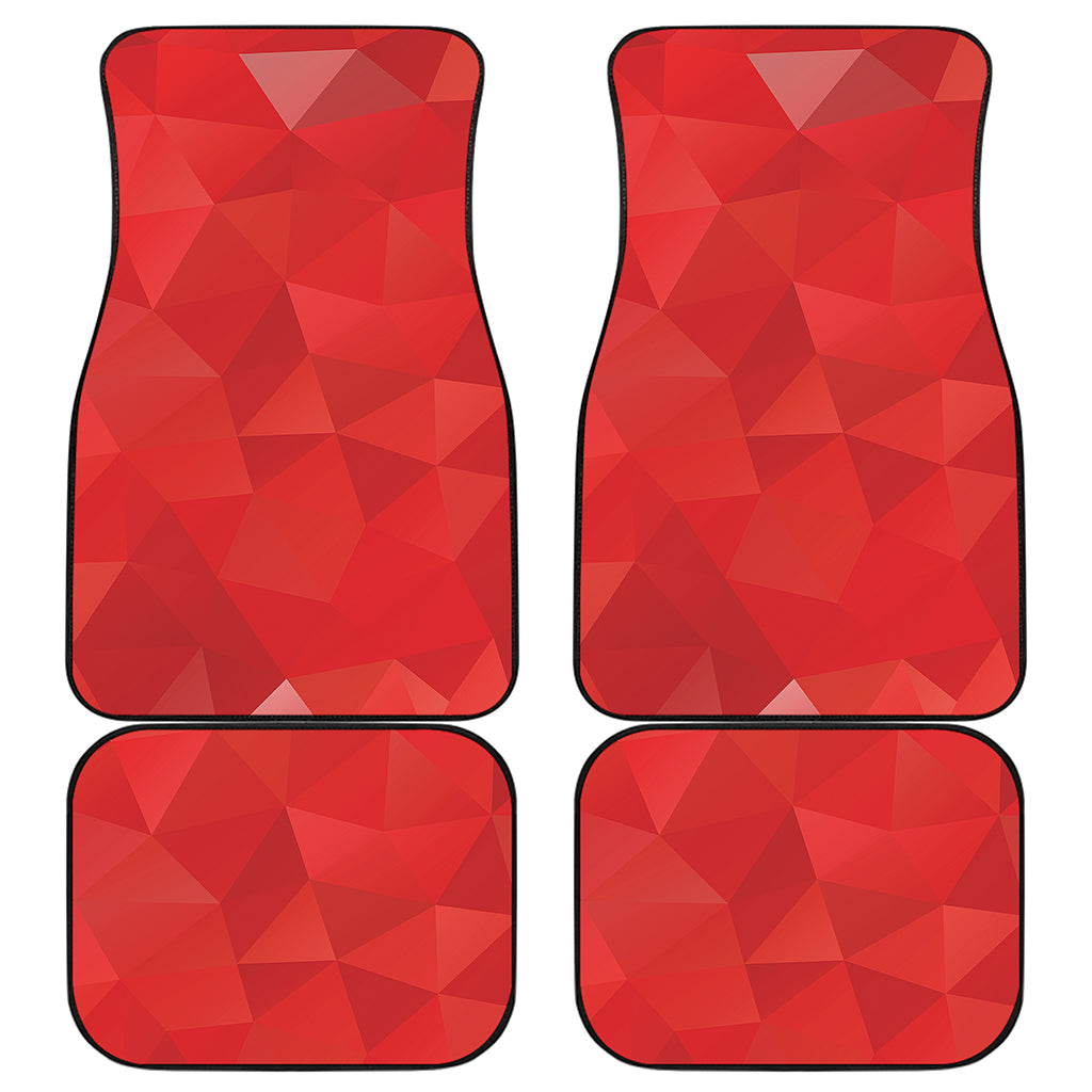 Red Polygonal Geometric Print Front and Back Car Floor Mats