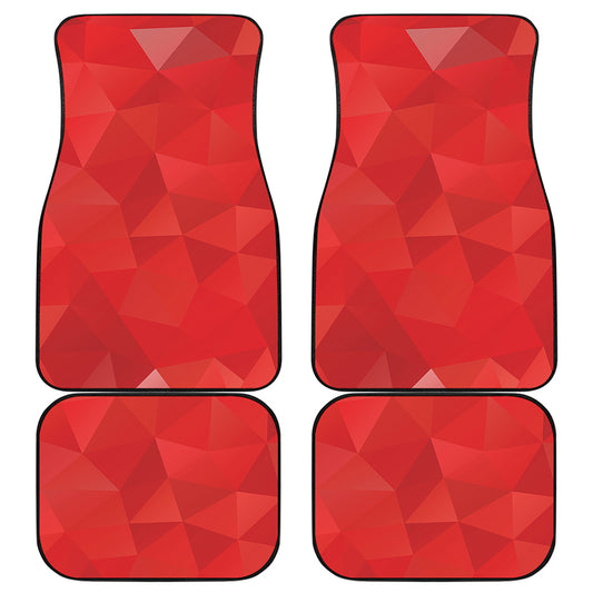 Red Polygonal Geometric Print Front and Back Car Floor Mats