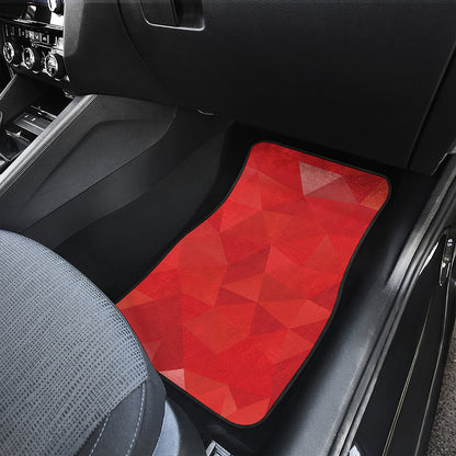 Red Polygonal Geometric Print Front and Back Car Floor Mats