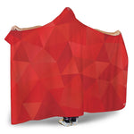 Red Polygonal Geometric Print Hooded Blanket