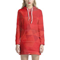 Red Polygonal Geometric Print Pullover Hoodie Dress