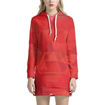 Red Polygonal Geometric Print Hoodie Dress