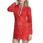 Red Polygonal Geometric Print Hoodie Dress