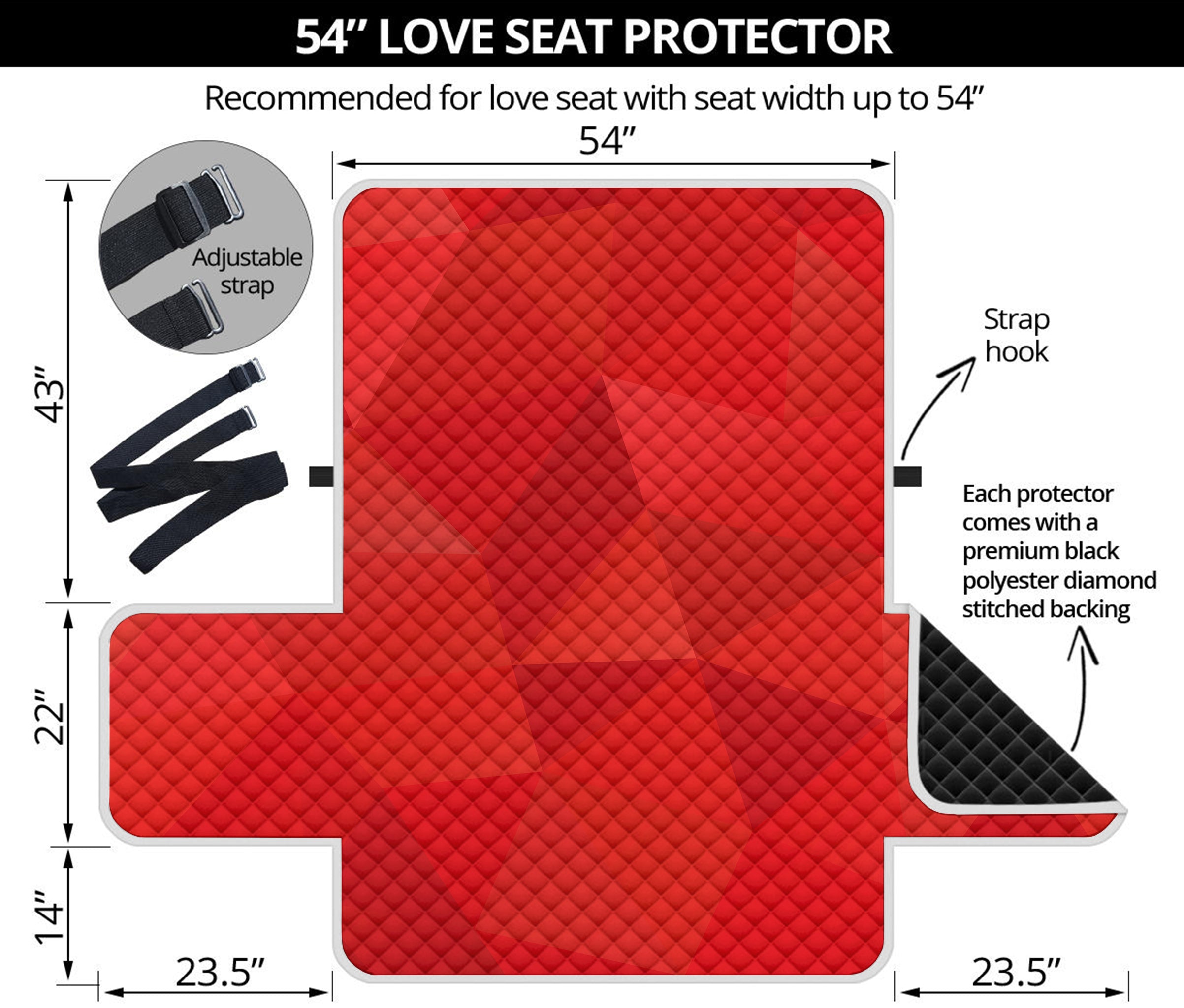 Red Polygonal Geometric Print Loveseat Protector