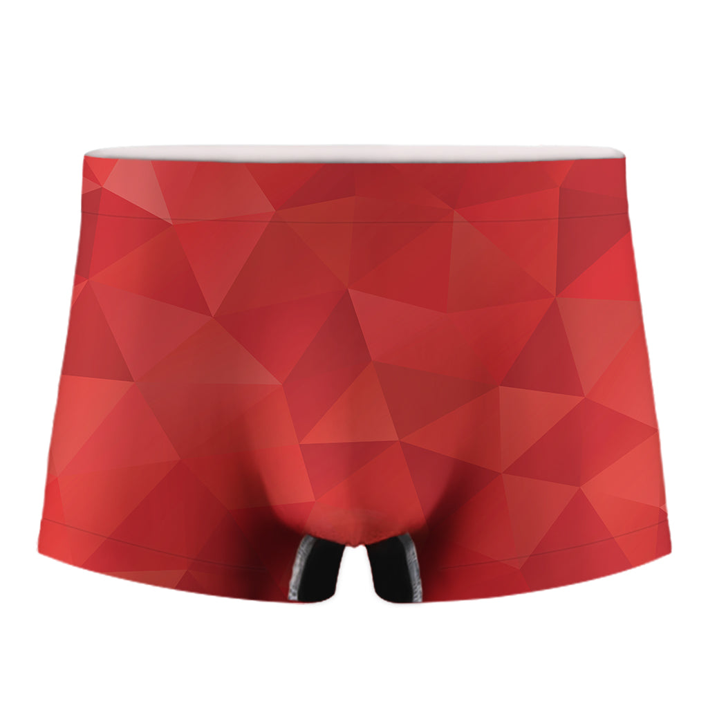 Red Polygonal Geometric Print Men's Boxer Briefs