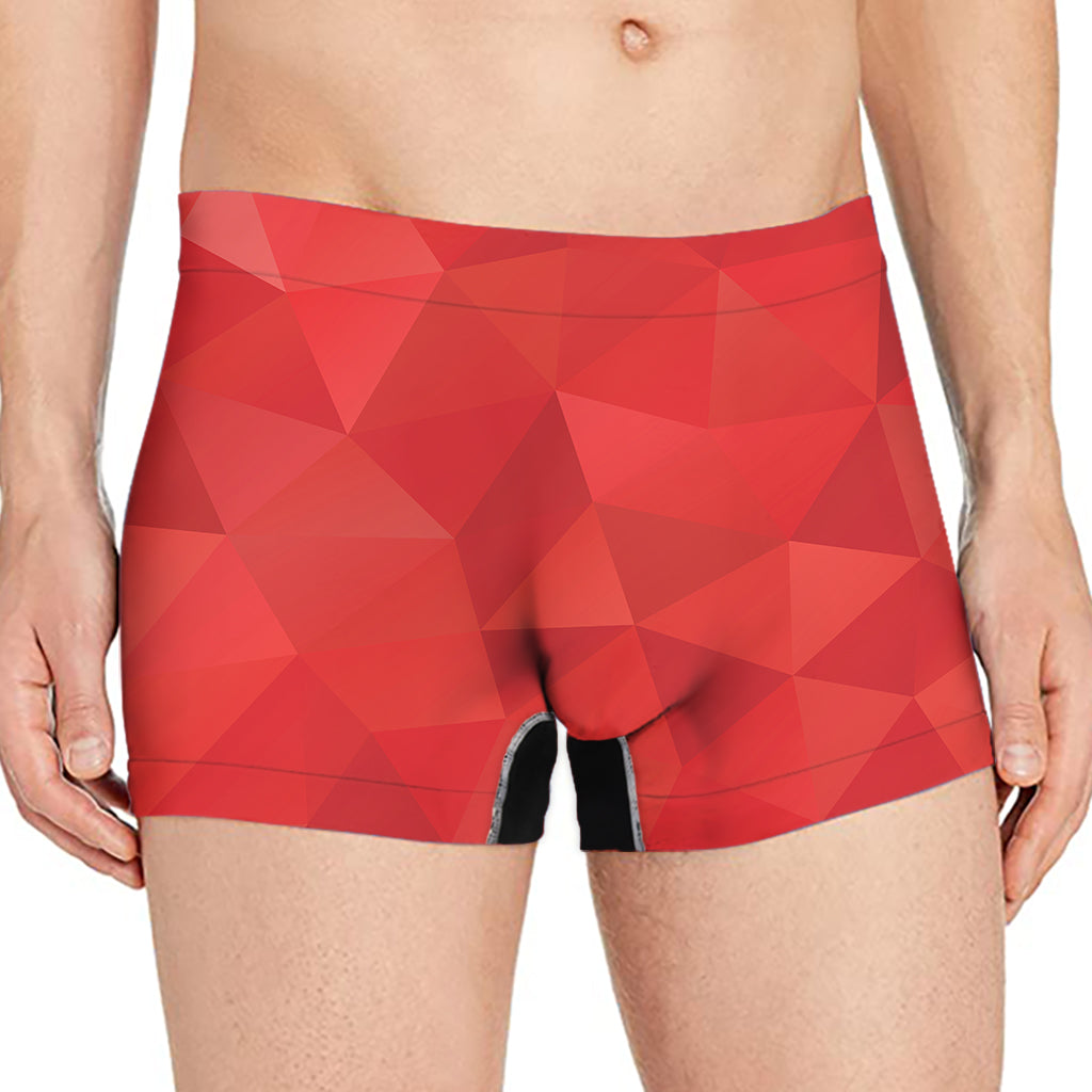 Red Polygonal Geometric Print Men's Boxer Briefs