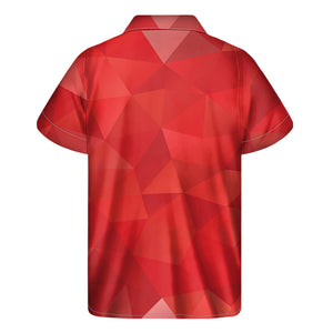 Red Polygonal Geometric Print Men's Short Sleeve Shirt