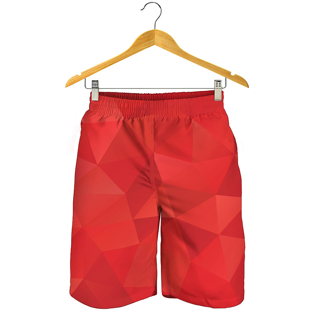 Red Polygonal Geometric Print Men's Shorts