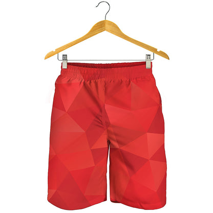 Red Polygonal Geometric Print Men's Shorts