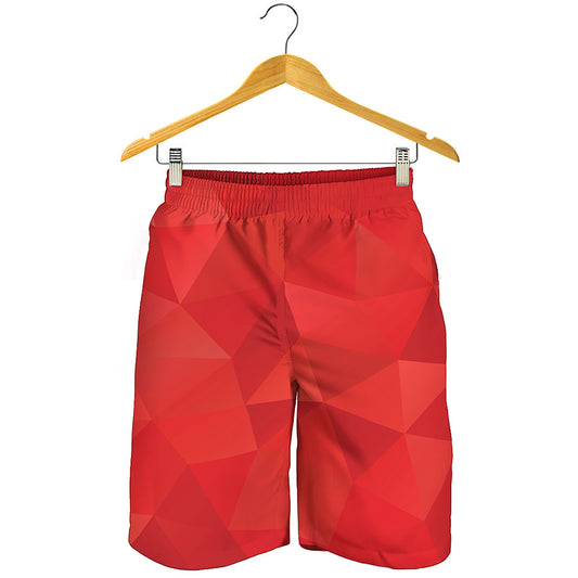 Red Polygonal Geometric Print Men's Shorts