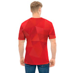 Red Polygonal Geometric Print Men's T-Shirt