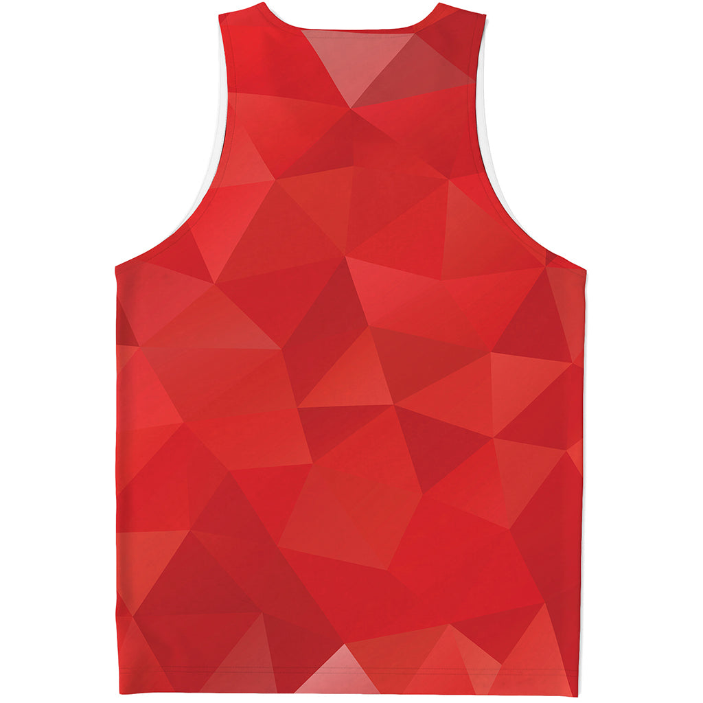 Red Polygonal Geometric Print Men's Tank Top