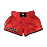 Red Polygonal Geometric Print Muay Thai Boxing Shorts