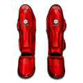Red Polygonal Geometric Print Muay Thai Shin Guards