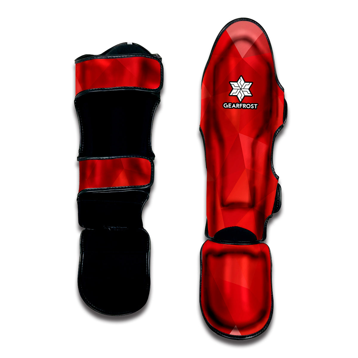 Red Polygonal Geometric Print Muay Thai Shin Guard