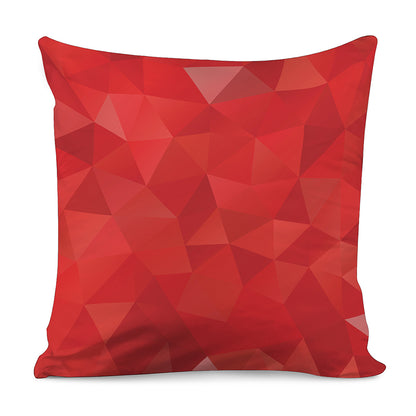 Red Polygonal Geometric Print Pillow Cover