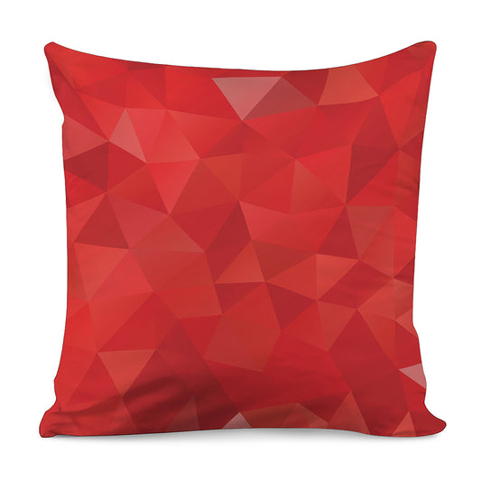 Red Polygonal Geometric Print Pillow Cover