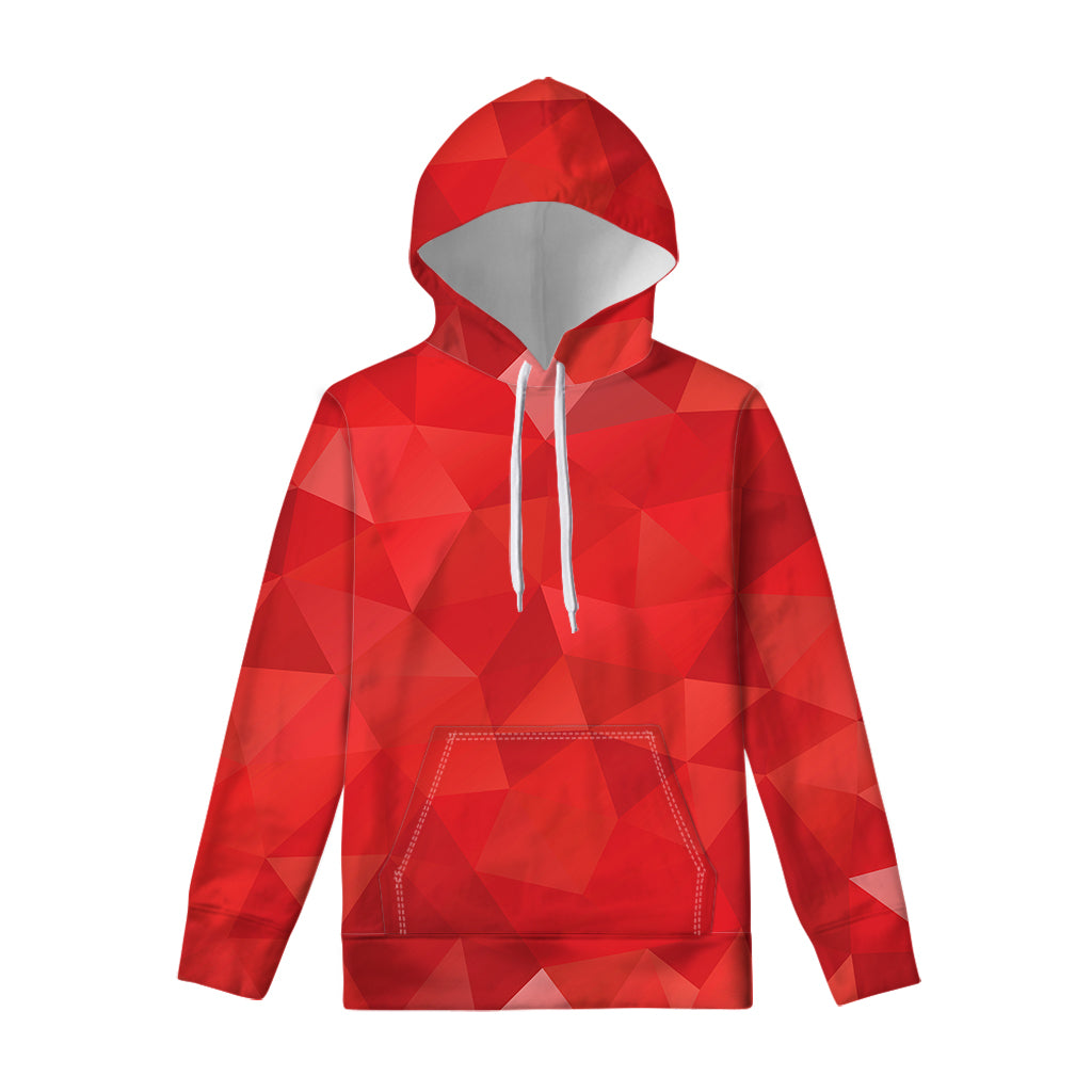 Red Polygonal Geometric Print Pullover Hoodie