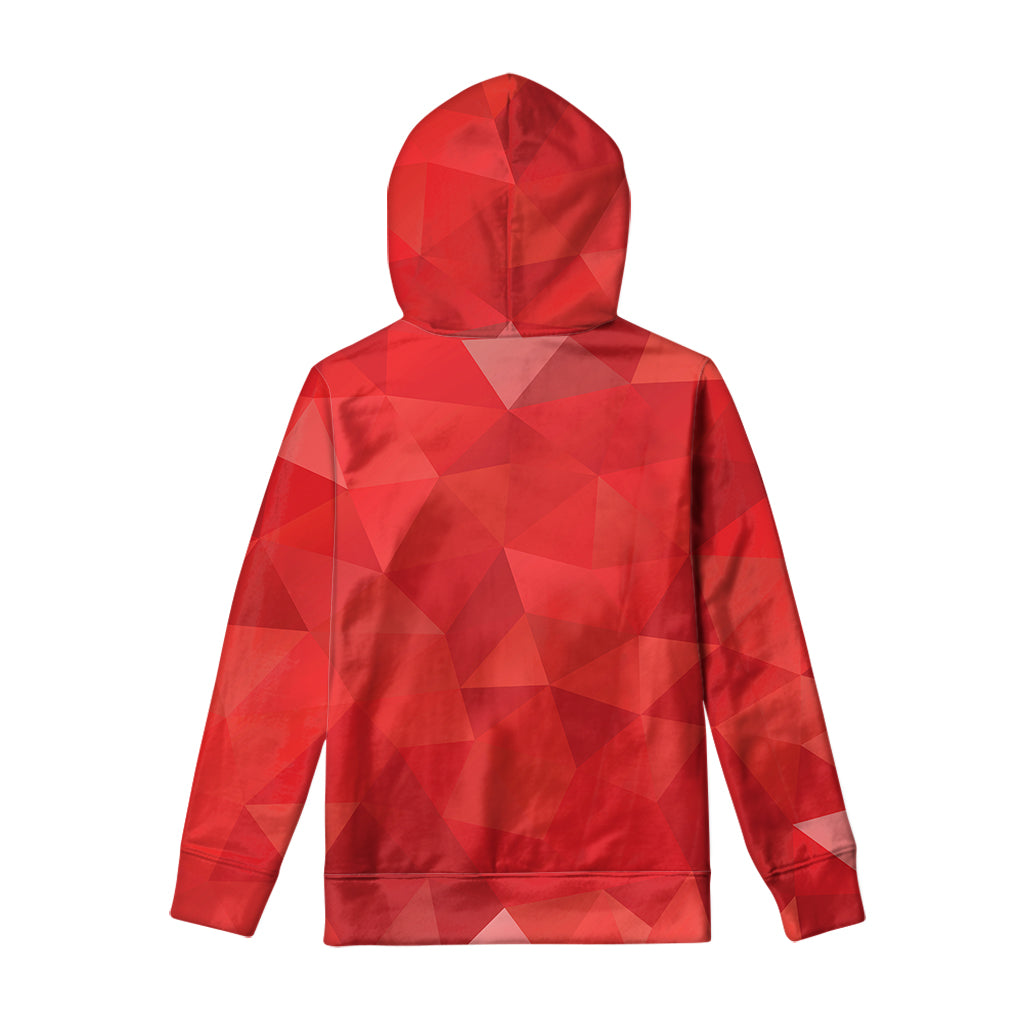 Red Polygonal Geometric Print Pullover Hoodie