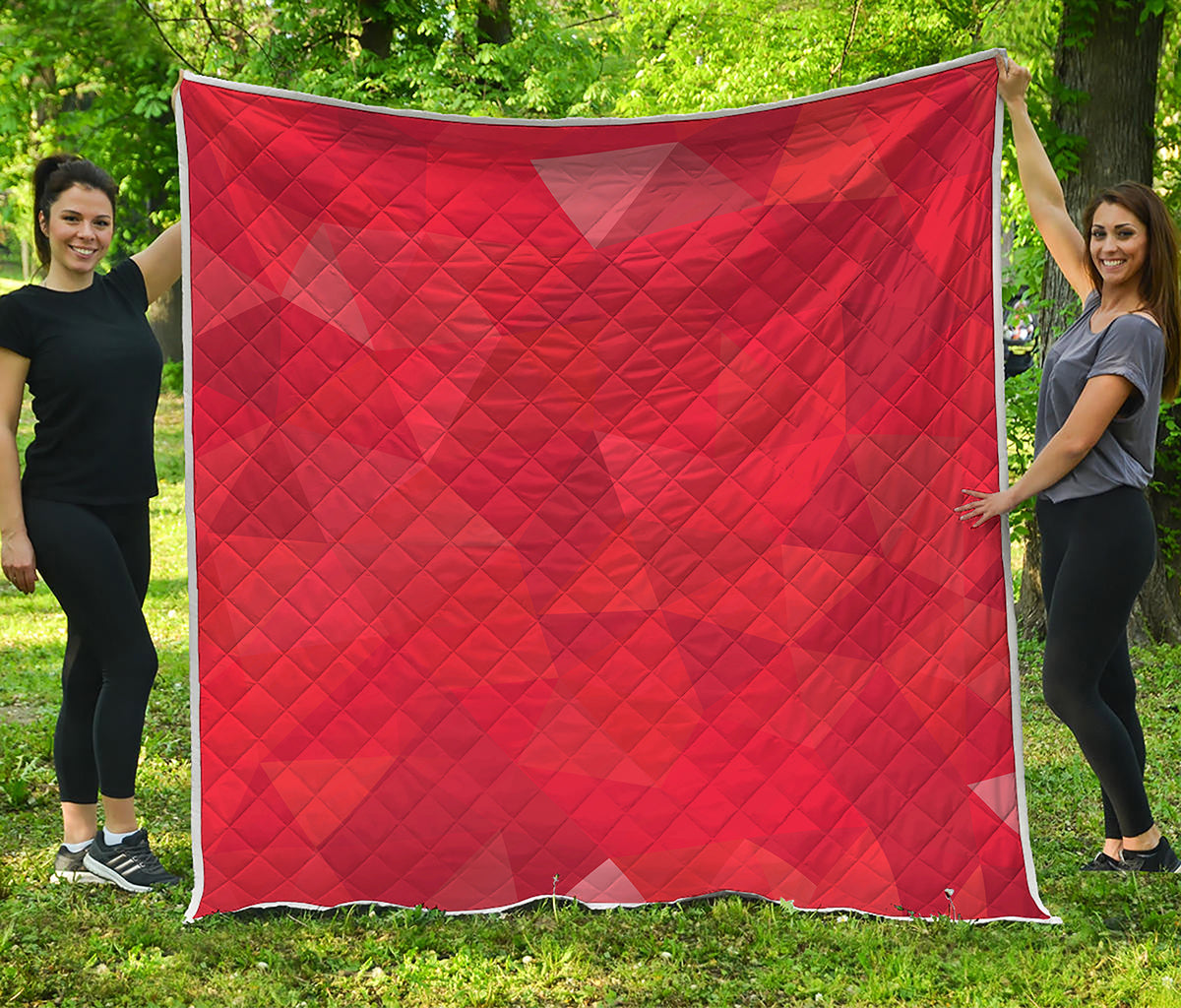 Red Polygonal Geometric Print Quilt