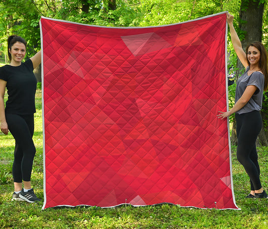 Red Polygonal Geometric Print Quilt