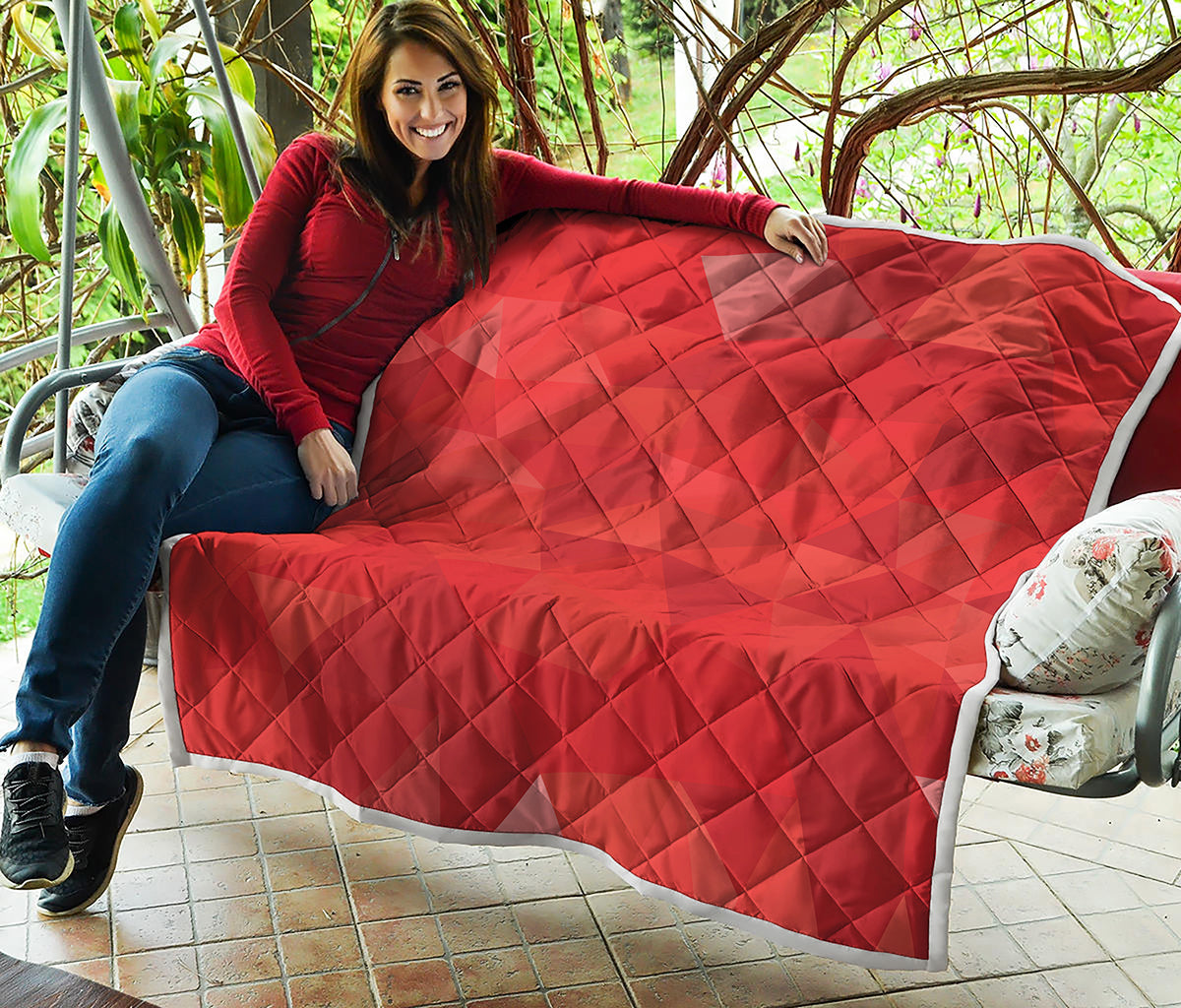 Red Polygonal Geometric Print Quilt